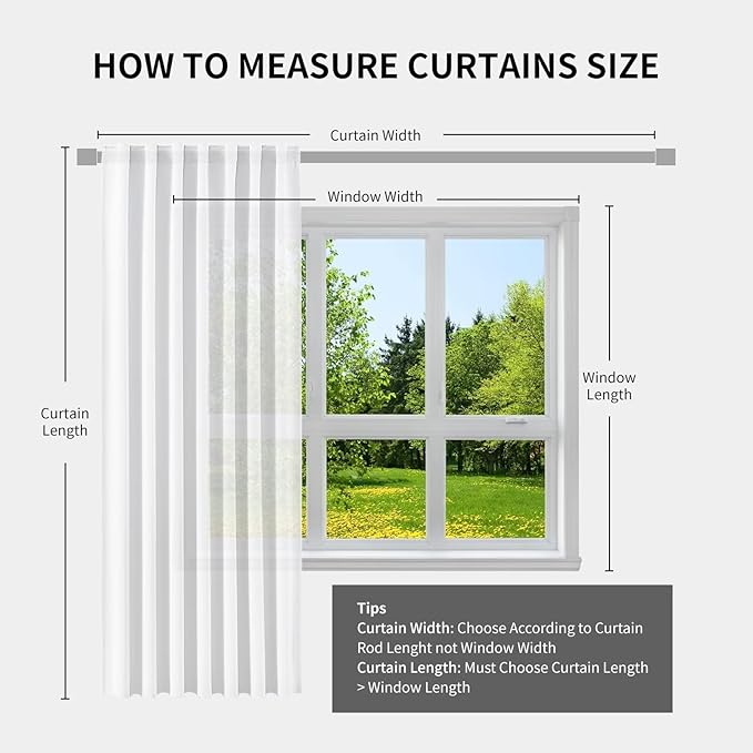 Joydeco Natural Linen Curtains 96 inch Length 2 Panels Set Burg 100% Blackout - Image 9