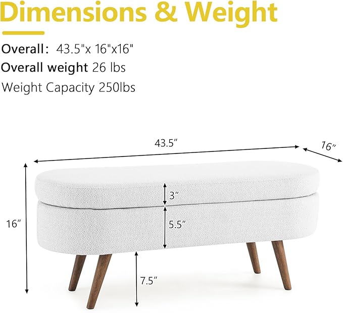NicBex Ottoman Bench with Storage - Image 3