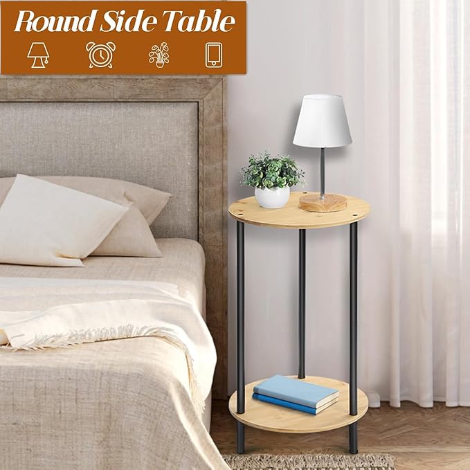 Small Round Table Set of 2, End Tables Living Room, Side Tables - Image 4
