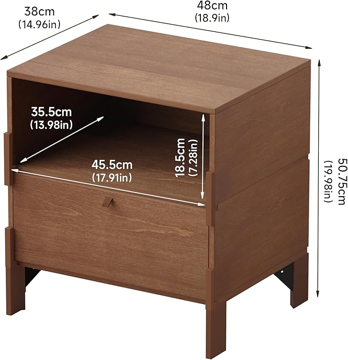 Sebastack Night Stand, Customizable 2 Drawers Bedside Table, End Table - Image 2