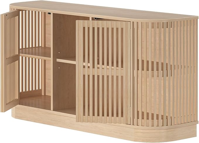 Plank+Beam Contour Wood TV Stand, Two Door Solid Wood Entertainment Console - Image 10