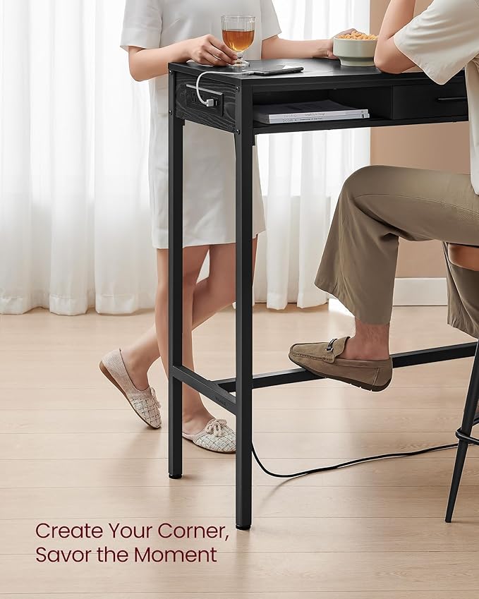 VASAGLE Bar Table with Power Outlets, 47.2 Inches Long Bar Height Pub Table - Image 6