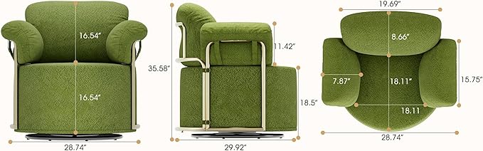 KEIKI Modern Comfy Swivel Accent Reading Chair, 360°Round Upholstered Barrel - Image 2