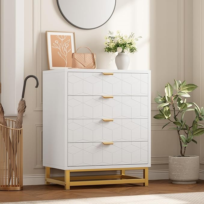 White Dresser, 4 Drawer Dresser - Image 4