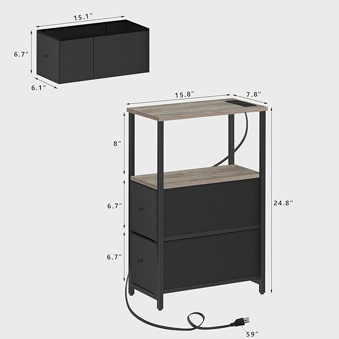 TUTOTAK Small Narrow LED End Table - Image 3