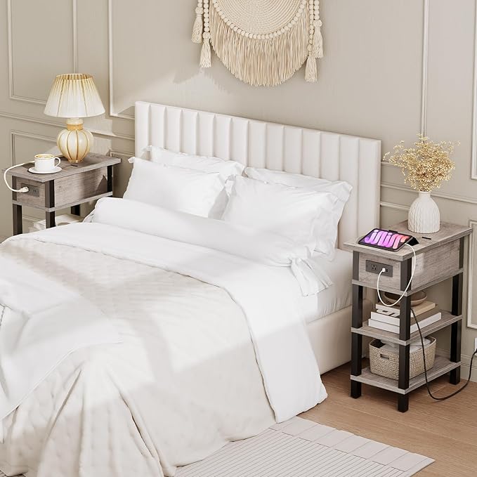 HOOBRO End Table with Charging Station, Flip Top Side Table with USB Ports - Image 5