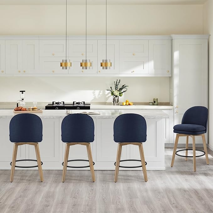 Counter Height Barstools 26 inch Upholstered Swivel Bar Stools - Image 2