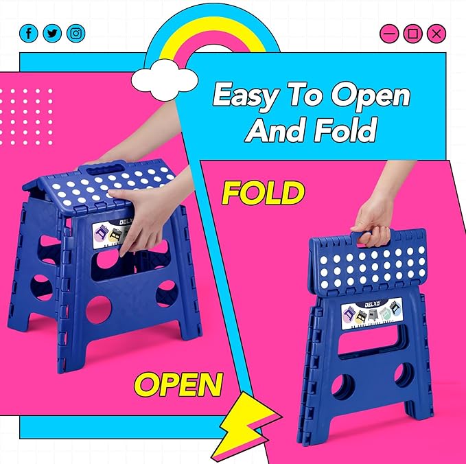 Delxo Folding Step Stool, 13 inch Non-Slip Foldable Stools Up to 300 LBS - Image 4