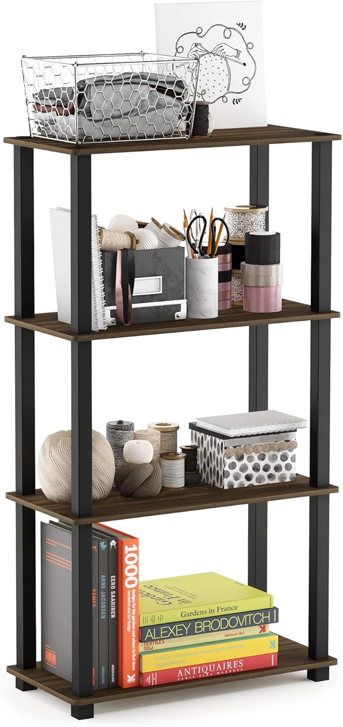 Furinno Turn-N-Tube 4-Tier Multipurpose Shelf Display Rack, Square Tube by Furinno-FitsYourSpaceFitsYourBudget
