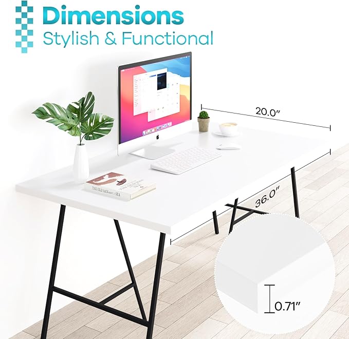Kaboon 36x20 inch White Table Top Universal, Solid One-Piece Desktop, - Image 4