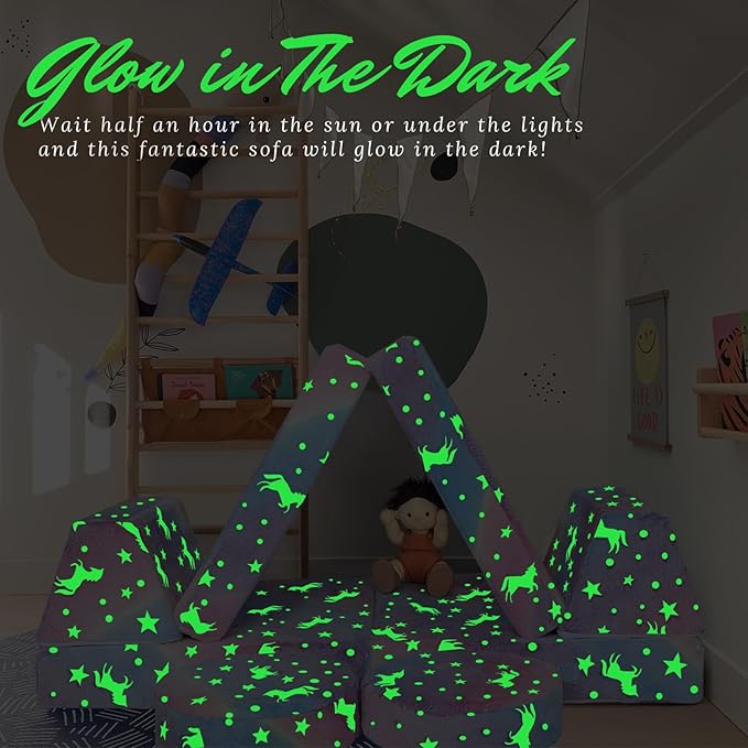 MeMoreCool Modular Glow Sofa for Kids, 8-Piece Convertible Foam Couch Play Set - Image 6