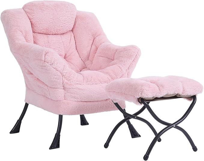 Plush Lazy Chair and Ottoman, Large Contemporary Accent Lounge Chair by Givjoy