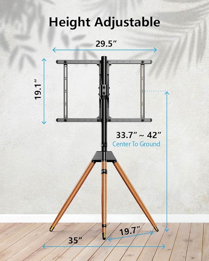 Tripod TV Stand for 32-75 Inch Screen up to 77lbs, Height Adjustable Easel TV - Image 4