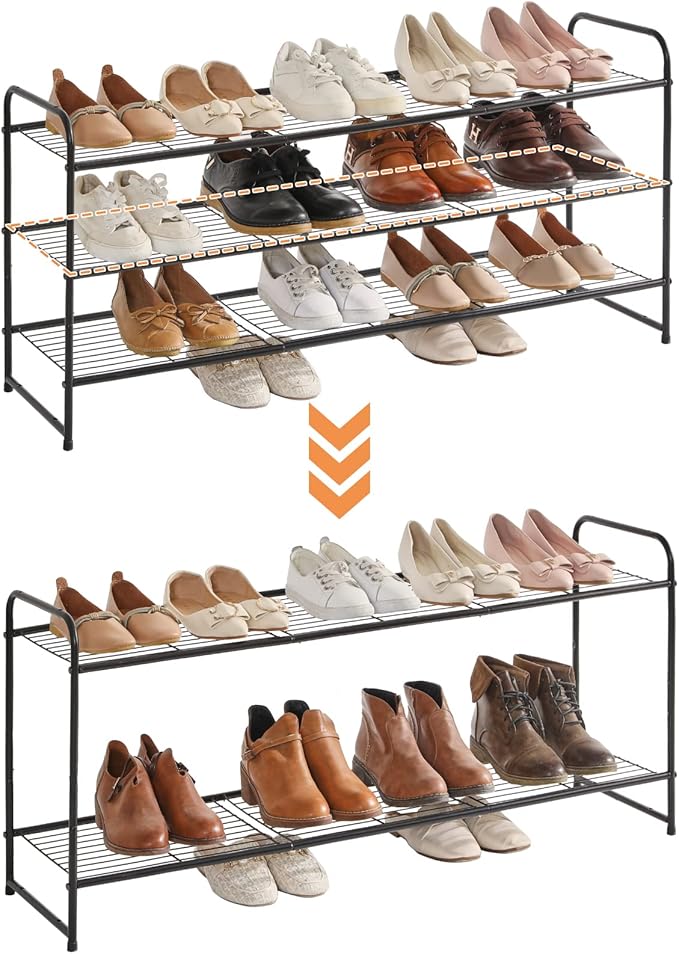 YMYNY Freestanding Shoe Racks, 3 Tiers Stackable & Adjustable Shoe Storage Shelf - Image 8