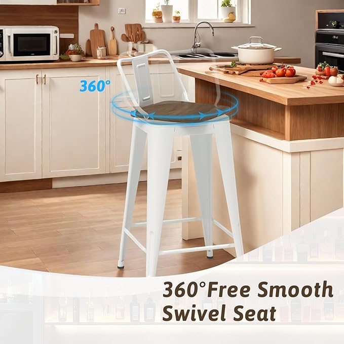 24 Inch Swivel Bar Stools Set of 4, Counter Height Bar Stools - Image 7