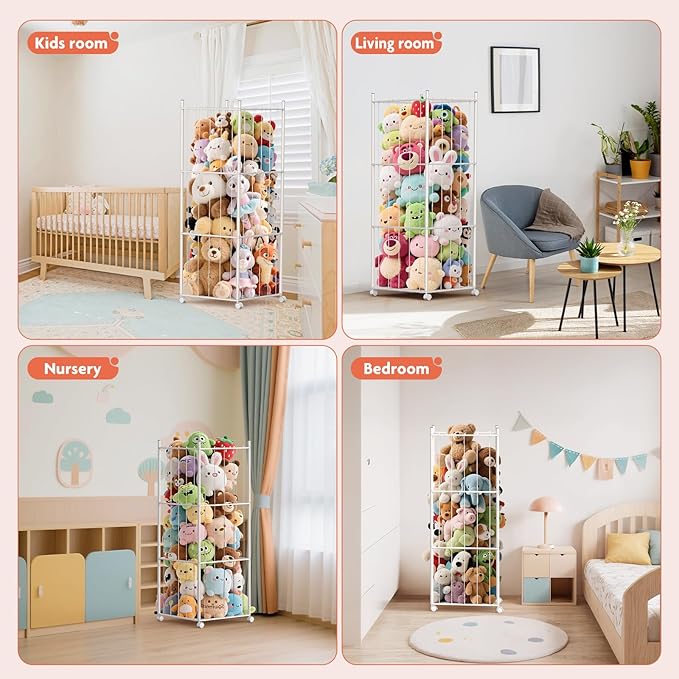 GoKEDA Stuffed Animal Storage, Extra Large Metal Stuffed Animals Storage Tower - Image 7