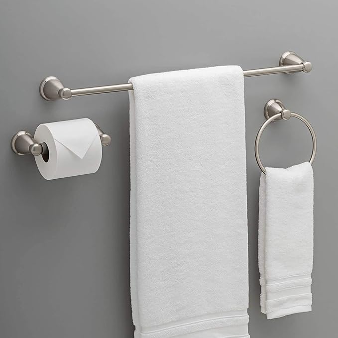 Franklin Brass Kinla 3-Piece Bathroom Set Satin Nickel 24" Towel Bar Rack - Image 8