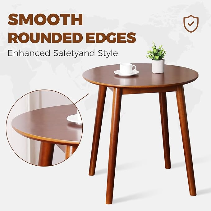 28.3" Small Round Dining Table for 2, Wooden Space-Saving Kitchen Dinner Table - Image 5