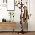 Coat Racks Free Standing with 14 Hooks, Natural Wood Coat Stands by Sauqzoh