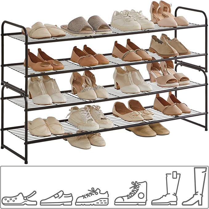 YMYNY Freestanding Shoe Racks, 2 Tiers Stackable & Adjustable Shoe Storage Shelf - Image 8