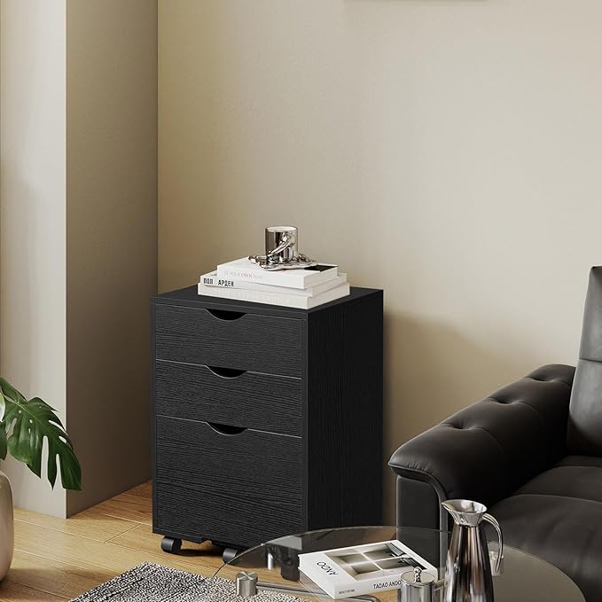 HollyHOME 3-Drawer Wood File Cabinet, Under Desk Cabinet - Image 9