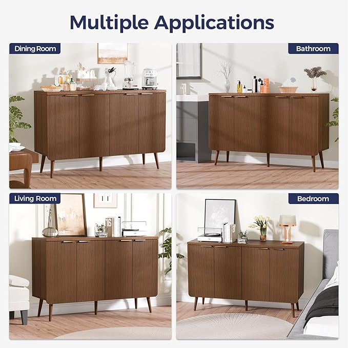 47.2" Buffet Cabinet with 4 Doors, Accent Sideboard Cabinet with Adjustable - Image 7