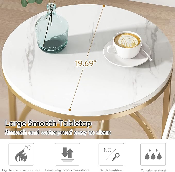 Tribesigns Round End Table for Living Room, Modern Marble Side Table - Image 4