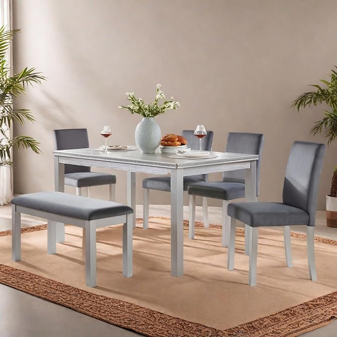 Dining Table Set for 5, 6 Piece Dining Room Table Set - Image 5