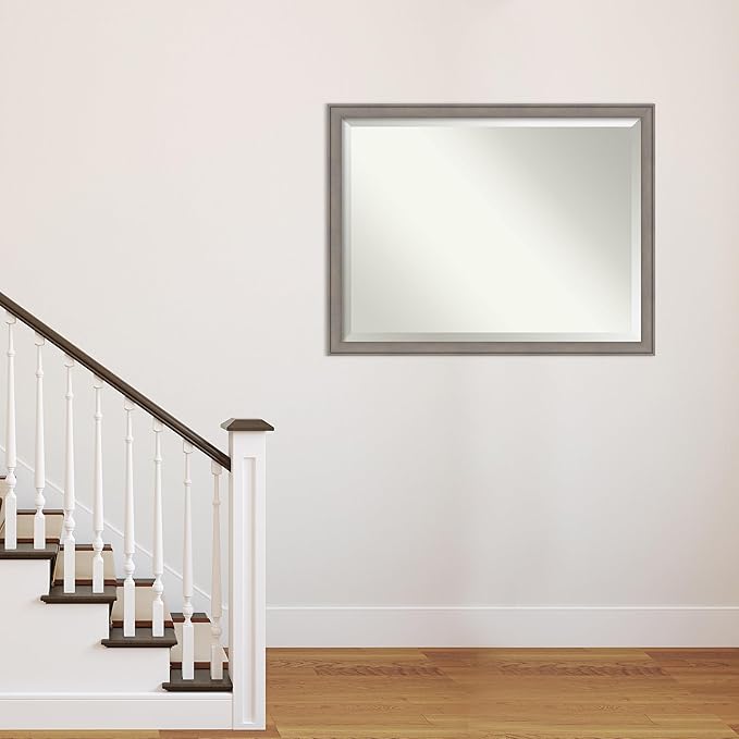 Amanti Art Grey Wall Mirror 34x44 Greywash Rectangle Bathroom Mirror - Image 4