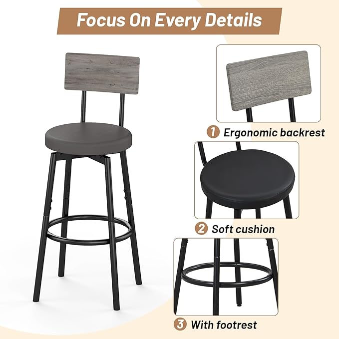 Dining Table Set for 4, 5-Piece Bar Table Set, Kitchen Table and Chairs - Image 4