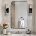 ANDY STAR Black Bathroom Mirror, 24”x40” Rounded Corner Rectangle Mirror by ANDYSTAR