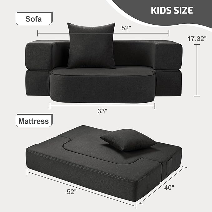 2-in-1 Folding Sofa Bed with Pillow - Image 2