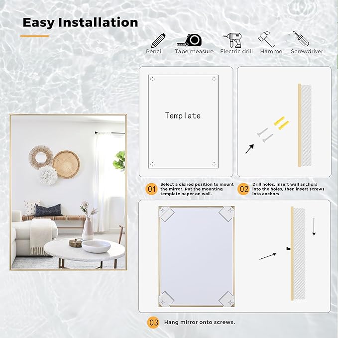 27x36 Inch Brass Bathroom Mirror - Image 8