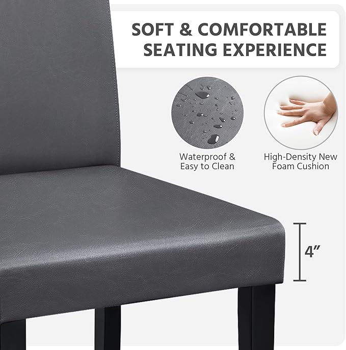 Yaheetech Dining Chairs Set of 6 Faux Leather Modern Dining Room Chairs - Image 4