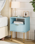 Masupu Nightstand with Charging Station, Mid-Century Modern Bedside Table with by Masupu