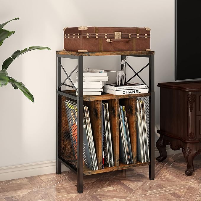 3-Tier Record Player Stand, Vinyl Record Storage Turntables - Image 6