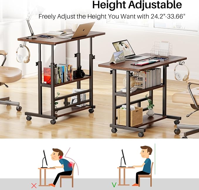 Adjustable Height Standing Desk, Rolling Stand Up Desk - Image 3