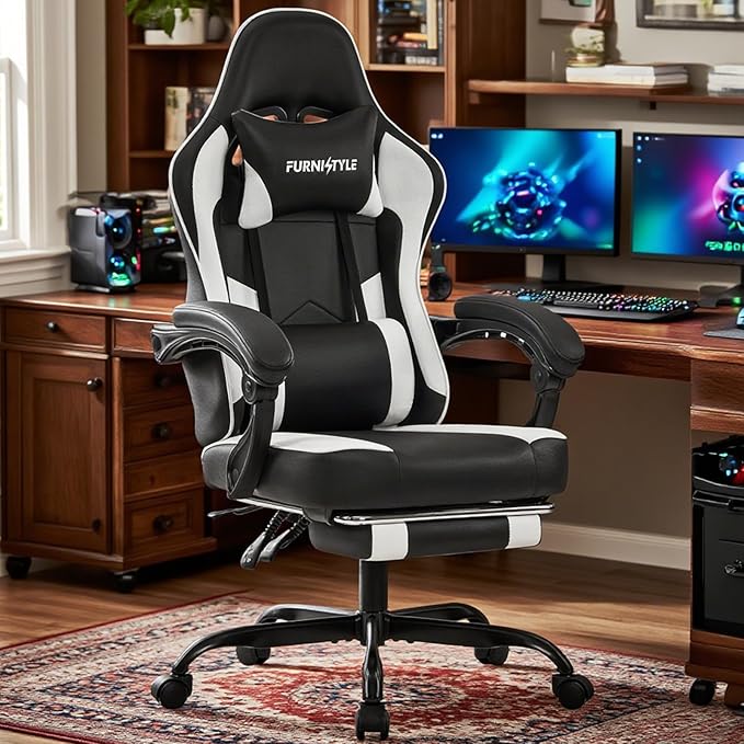 Gaming Chair for Adults and Teens, Ergonomic Leather Video Game Chairs by Furnistyle