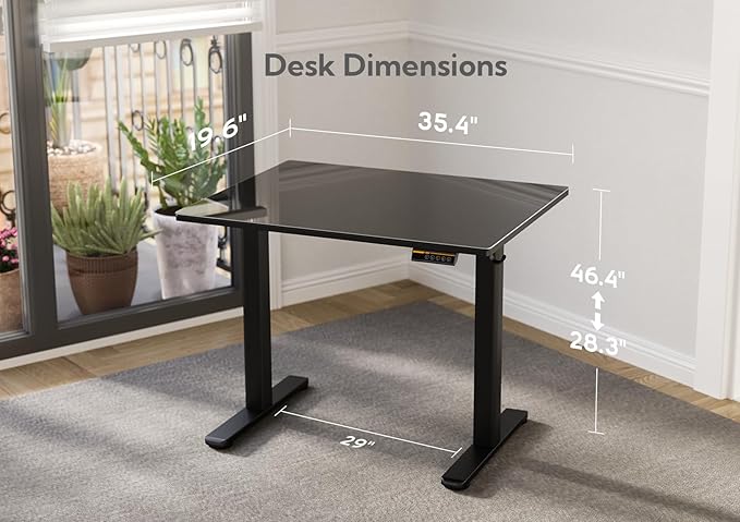 Claiks Electric Glass Standing Desk, 35x20 Inch Adjustable Height Stand Up - Image 3