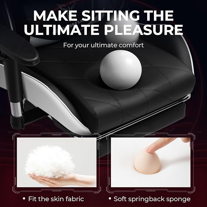 Gaming Chair with 3D Adjustable Armrests, Cow Print Design, Ergonomic Office - Image 7
