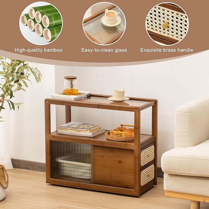 Bamboo & Rattan Side Table - Image 5