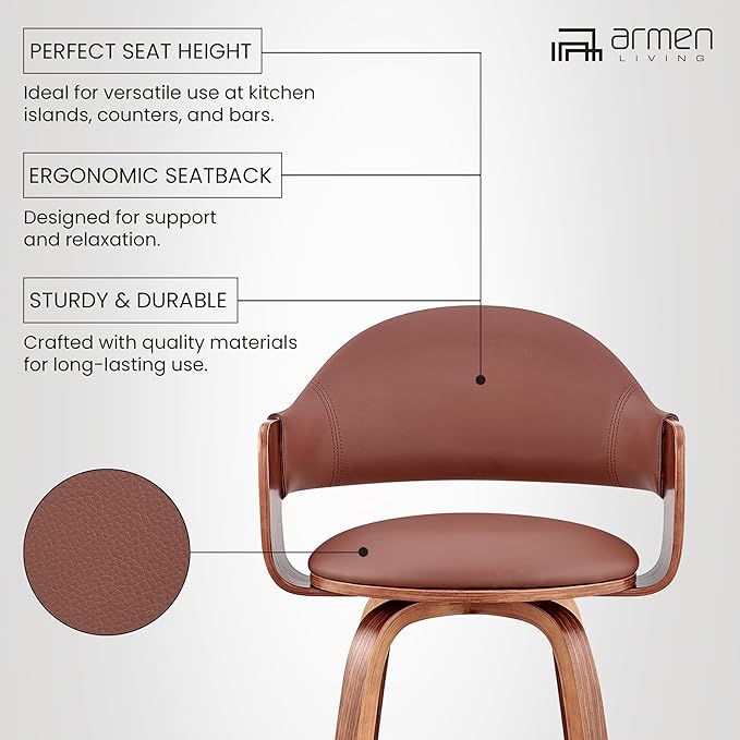 Armen Living Daxton Mid Century Modern Swivel Bar Stool - Image 12