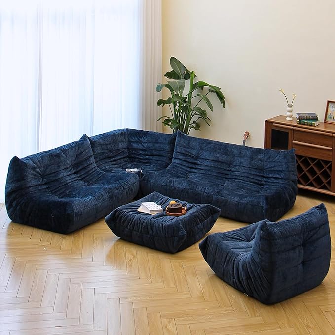 N&V Fireside Chair, Mid Century Armless Floor Sofa, Soft Premium Chenille Floor - Image 5