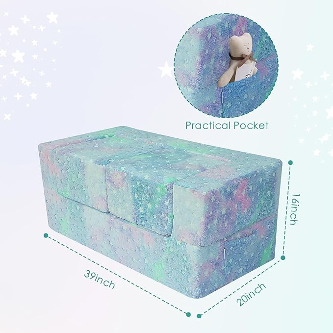 MeMoreCool Kids Play Couch for Playroom, Toddler Glow in Dark Sofa, Modular - Image 2