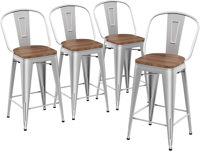 Yongqiang 30 inch Bar Stools Set of 4 Farmhouse Bar Height Stools High Back by lightupyourlife