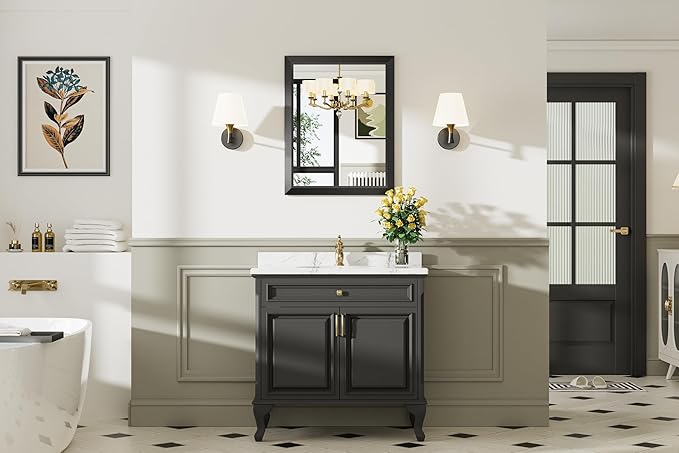 24x30 Inch Black Bathroom Mirror - Image 3