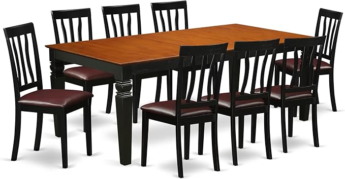 East West Furniture LGAN9-BCH-LC 9 Piece Kitchen Table & Chairs Set Includes a by EastWestFurniture