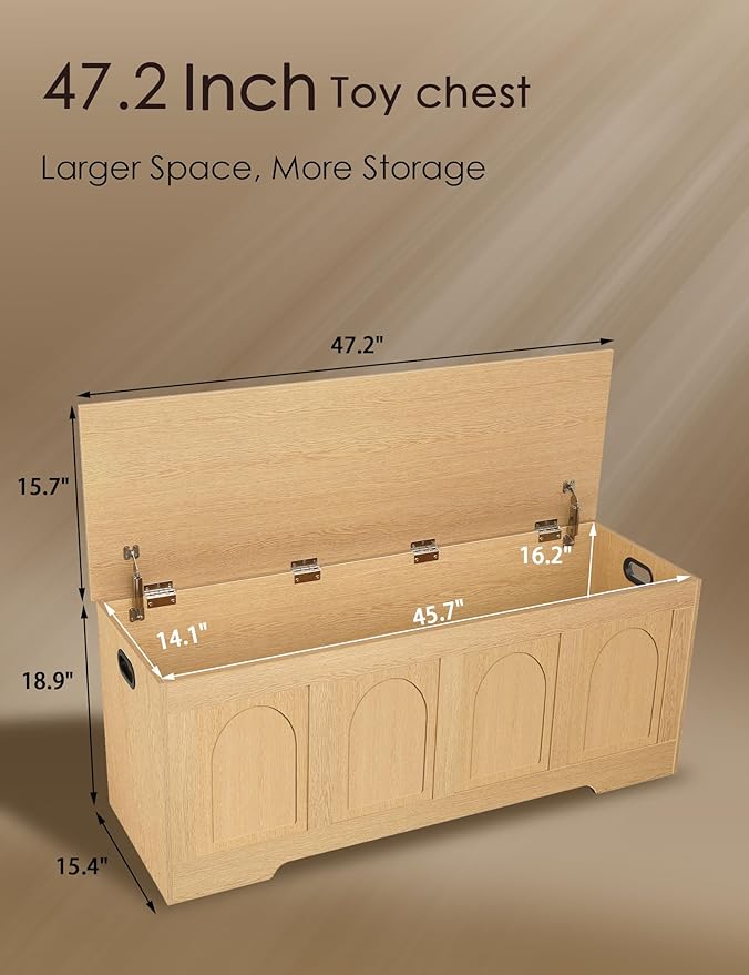 DINZI LVJ Storage Chest, 47.2”Wooden Storage Box - Image 3