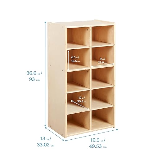 ECR4Kids Streamline 10 Cubby Tray Storage Cabinet, Classroom Furniture - Image 3