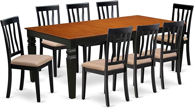 East West Furniture LGAN9-BCH-C 9 Piece Dining Set Includes a Rectangle Dining by EastWestFurniture